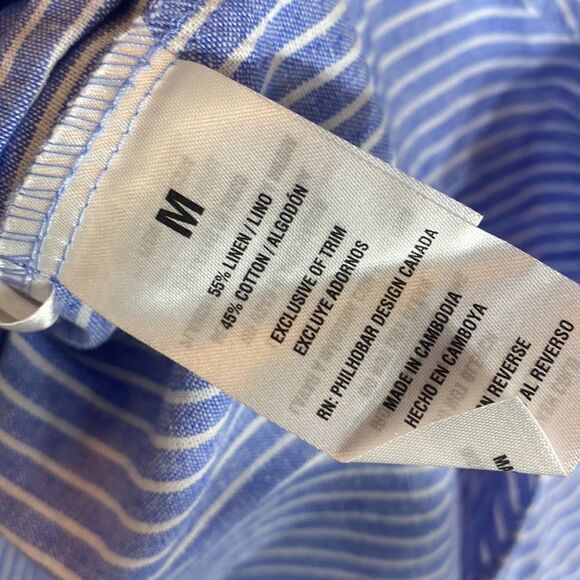 Original Nicole Miller blue/white striped linen blend top medium new - Picture 6 of 6